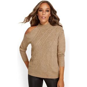 NY&Co Cable-Knit Cut-Out Pullover Sweater